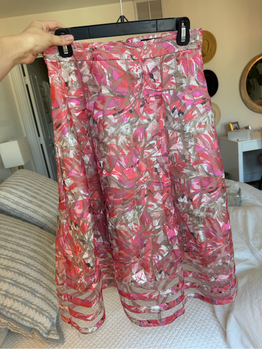 Anthropologie Full Pink Midi Skirt